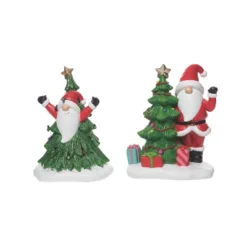 Transpac Resin Gnome Tree Figurine Set Of 2 Christmas Home Decorations Decorative Objects For Holiday Cheer