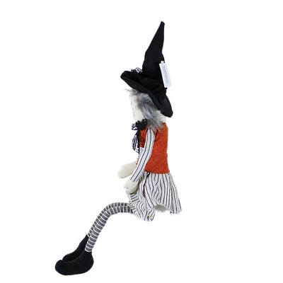 Halloween 23.0 Inch Skeleton Shelf Sitter. Halloween Figurine , Halloween Decor Stitched Mouth Black Hat (1PC) - Image 2