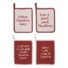 Transpac Christmas Humor Pot Holder Set Of 4 Cotton Kitchen Textiles Holiday Home Decorations