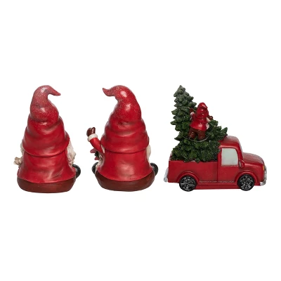 Transpac Light Up Glitz Gnome Decor Set Of 3 Christmas Home Decorations Resin Decorative Objects - Image 2
