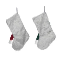 Transpac Plush Snowman Stocking Set Of 2 Christmas Home Decorations Holiday Stockings Made Of Soft Polyester