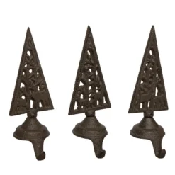 Transpac Cast Iron Reindeer Stocking Holder Set Of 3 For Christmas Home Decorations And Holiday Cheer