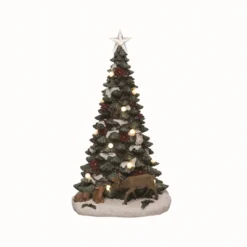 Transpac Resin Green Christmas Light Up Musical Tree Decor