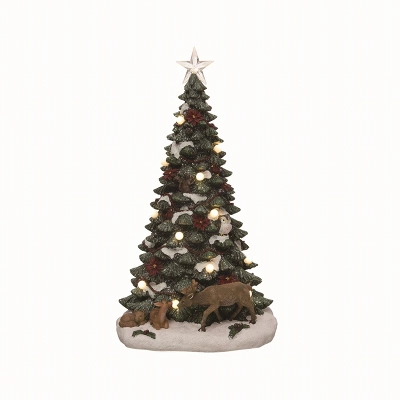 Transpac Resin Green Christmas Light Up Musical Tree Decor
