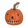Transpac Small Plush Vintage Pumpkin Head Decorative Sculpture In Orange Polyester For Halloween Tabletop Decor