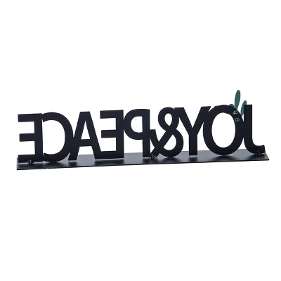 Transpac 12.01 In Black Metal Christmas Decor Joy And Peace Word Decorative Object For Holiday Home Decor - Image 2