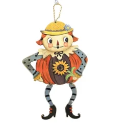 Fall 17.0 Inch Dangling Scarecrow Fall Wall Art Decor , Wall Decor Sunflower Pumpkin (2PC)