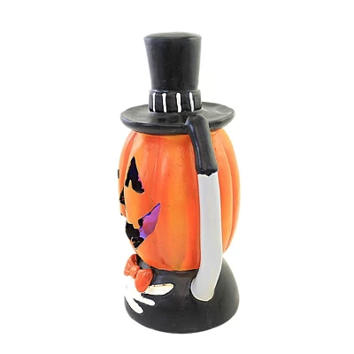 Halloween 9.5 Inch Pumpkin Head Led Halloween Figurine , Lighted Halloween Decor Light-Up Skeleton (1PC) - Image 2