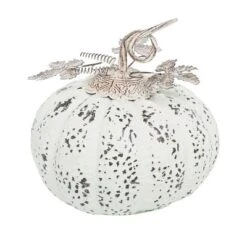 Transpac Medium Rustic White Metal Pumpkin Decorative Object For Fall Harvest Tabletop Decor And Gift Giving
