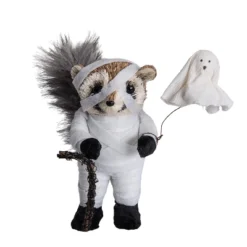 Transpac Sisal Mummy Raccoon Ghost Figurine Halloween Tabletop Decor Indoor Use Gift Spooky Seasonal Home Accents