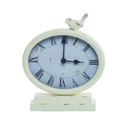 Transpac Wood 9.75 In. Off-White Everyday Bird Clock