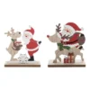 Transpac MDF Santa And Reindeer Decor Set Of 2 Christmas Home Decorations For Festive Holiday Cheer