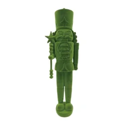 Transpac Green Flocked Resin Nutcracker Decorative Object For Christmas Tabletop Decor And Gift Giving