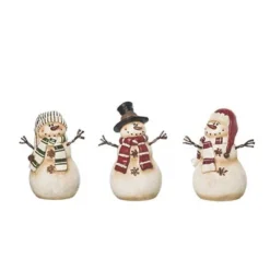 Transpac Rustic Snowman Figurines Set Of 3 Charming Christmas Decorations For Tabletop Or Mantel Ideal Holiday Gift