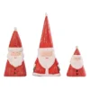 Transpac Paper Pulp Triangle Santa Set Of 3 Decorative Figurines For Christmas Red Tabletop Decor Indoor Gift Giving