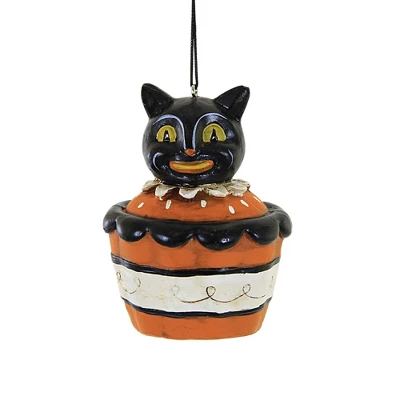 Holiday Ornament 3.25 In Halloween Cupcake Halloween Tree Ornament , Halloween Decor Pumpkin Owl Black Cat (3PC) - Image 2