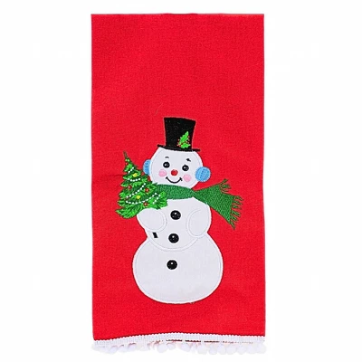Transpac 27.0 Inch Snowman/Santa Tea Towel Christmas Hand Towel Set , S (2PC) - Image 2