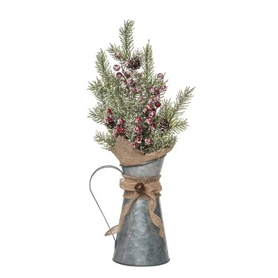 Transpac Metal 19 In. Multicolored Christmas Snowy Berry Arrangement In Pitcher