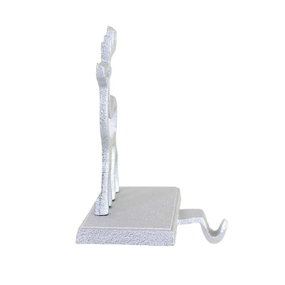 Christmas 6.5 Inch Cast Iron Silver Stocking Holder Stocking Holder , Mantle Silver (1PC) - Image 2