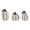 Transpac Dolomite Slim Black And White Pumpkins Set Of 3 For Halloween Decorative Objects