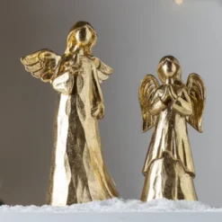 Transpac Golden Praying Angel Figurine Elegant Christmas Decor For Tabletop Indoor Use Gift Giving And Hostess Gifts