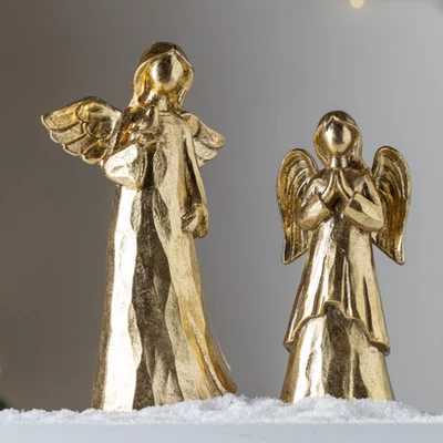 Transpac Golden Praying Angel Figurine Elegant Christmas Decor For Tabletop Indoor Use Gift Giving And Hostess Gifts