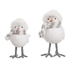 Transpac Foam 7 In White Christmas Cozy Birds Set Of 2 Decorative Objects For Holiday Decor