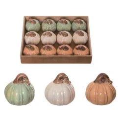 Transpac Dolomite Iridescent Mini Pumpkin Decor For Fall - Charming Decorative Object For Autumn Home Accents