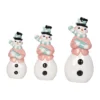 Transpac Dolomite Pastel Vintage Snowman Set Of 3 Decorative Ceramic Figurines For Christmas Tabletop Decor