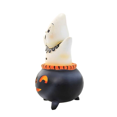 Halloween 5.75 In Cutie Ghost Figurine Halloween Figurine , Lighted Halloween Decor Light Up Cauldron (1PC) - Image 2