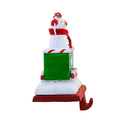 Christmas 4.5 Inch Christmas Train Stocking Holder Christmas Stocking Holder , Snowman Santa Tree Scarf Cane (1PC) - Image 2