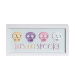 Transpac MDF Framed Lets Get Spooky Sign Halloween Tabletop Decor Multicolor Indoor Gift For Hostess And Halloween Fun
