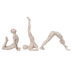 Transpac Resin Mummy Stretch Yoga Pose Set Of 3 Halloween Home Decorations For Festive Decor