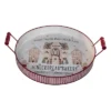 Transpac Metal Gingerbread Tray For Christmas Serving And Decoration Multicolor Design Hand Wash Only Unique Holiday Gift