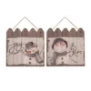 Transpac Rustic Snowman With Hat Decor Set Of 2 MDF Christmas Home Decorations For Festive Holiday Cheer