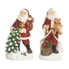 Transpac Resin Jolly Santa Decor Set Of 2 Christmas Home Decorations For Festive Holiday Cheer