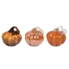 Transpac Glass Bright Orange Pumpkin Set Of 3 Decorative Objects For Fall Harvest Tabletop Decor Ideal For Autumn Home Decoration