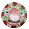 Transpac 12.0 Inch Jolly Santa Platter Christmas Seasonal Tabletop , Fused Glass Christmas Holly (1PC)