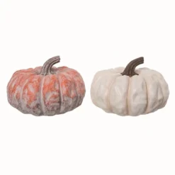 Transpac Resin Short Pastel Pumpkin Decor Set Of 2 Fall Harvest Home Decorations For Autumn Thanksgiving