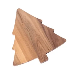 Transpac Wood Holiday Tree Serving Platter Multicolored Christmas Decor Perfect For Treats And Gift Giving