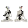 Transpac Light Up Yoga Skeleton Figurines Set Of 2 Decorative Halloween Tabletop Decor Battery Operated White Resin