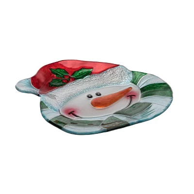Transpac 12 Inch Holiday Snowman Platter With Santa Hat Perfect For Christmas Serving And Entertaining - Image 2