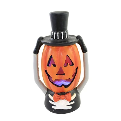 Halloween 9.5 Inch Pumpkin Head Led Halloween Figurine , Lighted Halloween Decor Light-Up Skeleton (1PC) - Image 3