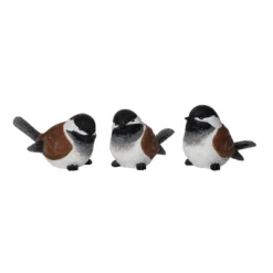 Transpac Set Of 3 Resin Snowy Bird Figurines - Charming Christmas Decorative Objects For Holiday Home Decor
