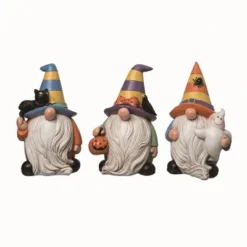 Transpac Set Of 3 Multicolored Resin Candy Color Gnome Figurines Fun Halloween Tabletop Decor Indoor Gift