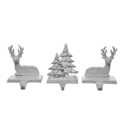 Transpac Iron Reindeer Stocking Holder Set Of 3 Christmas Home Decorations For Holiday Cheer