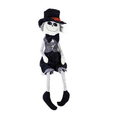 Halloween 23.0 Inch Skeleton Shelf Sitter. Halloween Figurine , Halloween Decor Stitched Mouth Black Hat (1PC) - Image 4