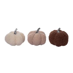 Transpac Neutral Plush Pumpkin Set Of 3 Fall Harvest Home Decorations For Autumn Thanksgiving Cotton Decor