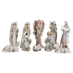 Transpac Resin Nativity Figure Set Of 10 Colorful Christmas Sculptures For Indoor Tabletop Decoration And Gift Giving