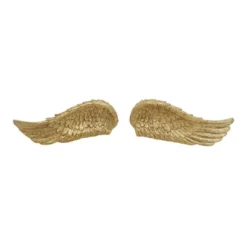 Transpac Gold Angel Wing Set Of 2 Decorative Resin Home Accents For Spring Decor